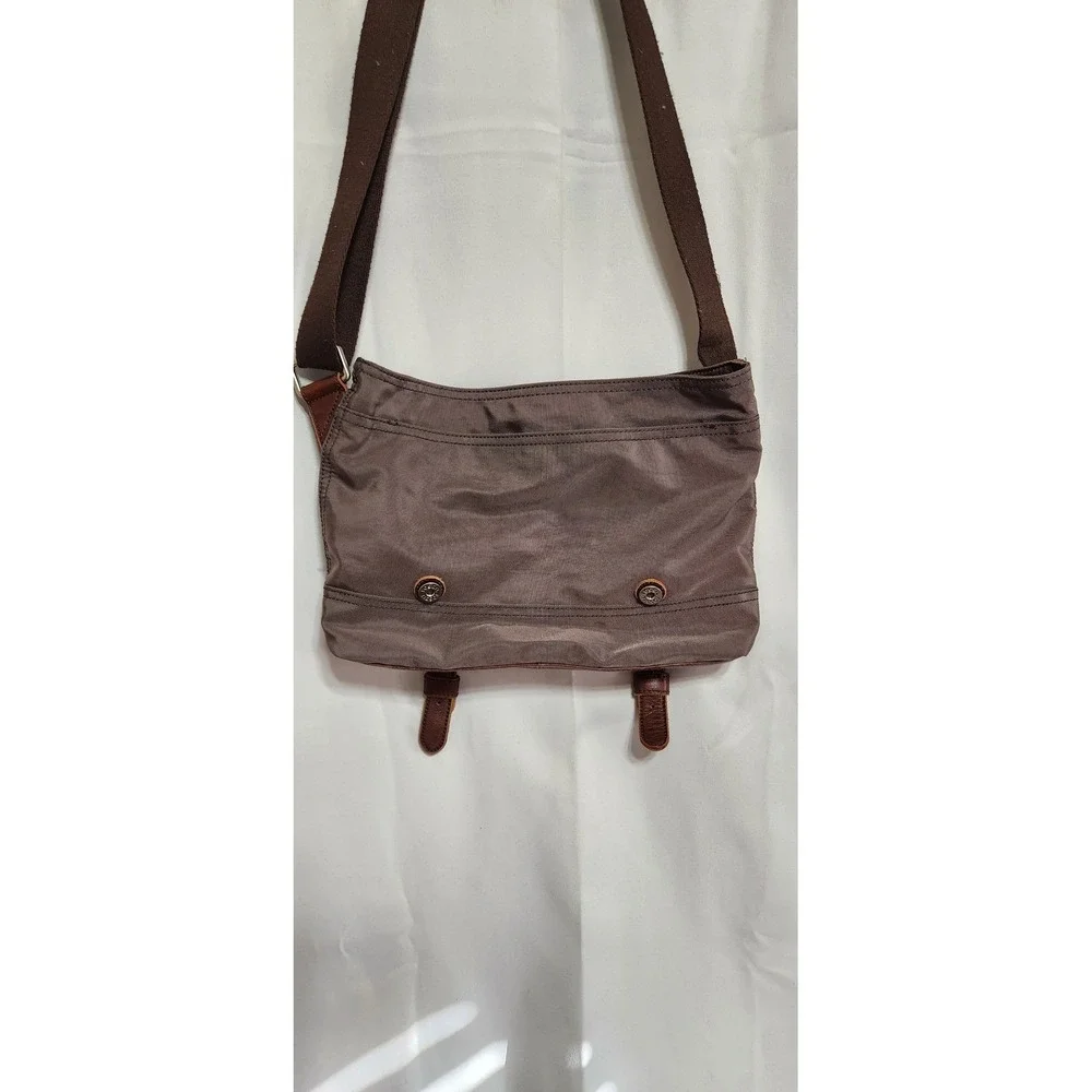 Fossil Canyon Brown Nylon Leather Trim Messenger Bag Crossbody Utility Travel
